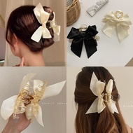 Korean Hair Clip for Women Ribbon Hair Claw Large Shark Clip Ribbon Bow Hairpin Hair Accessories