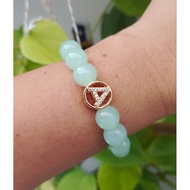 HIJAU Sunrise Jade Bracelet Light Green Jade Initial Adult