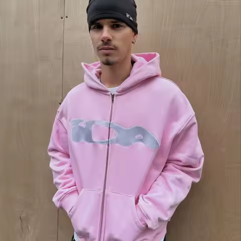 Black Pink Ida Sply Zipper Hoodie Chest Towel Embroidery Patch Sweatshirts Men Women High Quality Ca
