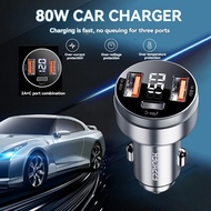 Quick Charge for Samsung 14 13, iP iPhone, Type C USB Car Charger Essager 80W