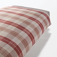 MUJI 15585250 Cotton Flannel Duvet Cover, For Queen, 82.7 x 82.7 inches (210 x 210 cm), Red Check