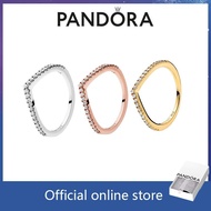100% PANDORA genuine S925 sterling silver ring pairing Pandora Sparkling Wishbone Ring