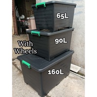 (65L, 90L, 160L) Pearlwave Storage Box Heavy Duty With Wheels and Lock