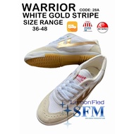 Warrior School Shoes Gold Stripe 28A 27A Mens Lady Kids Baby Sneaker Canvas White Indoor Outdoor Sports Badminton Takraw