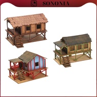 [SONONIA] 1/72 Models House 1/72 House Model Kits DIY Wooden House Assemble Micro