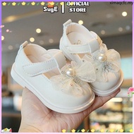SUGE kids sandal girl Kasut Raya Budak Perempuan Baby soft sole pea rl prewalker princess shoes leat