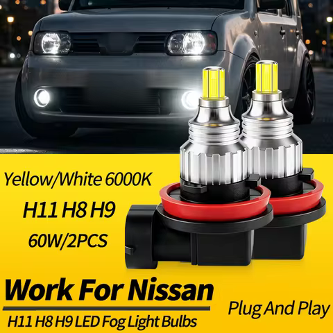 2PCS H11 H8 H9 LED Front Fog Light Bulbs Canbus For Nissan Titan XD 17-19 Sentra 07-09 13-23 Pathfin