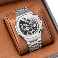 jam tangan lelaki original 100% jam tangan lelaki 2024 Jam Tangan Lelaki Bukan Mekanikal Lelaki Hari Perniagaan Bulan Fasa Keluli Tarikh Jam Tangan Lelaki Kalis Air