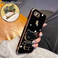 Ready Phone Case For Oppo A12 A12S A7 A5S A11K A5 A3S A12E Realme C1 Case Clever Hello Kitty Hp Phone Stand New Design Plating Folding Mobile Case Full Camera Lens Cover Protective Case