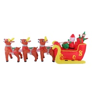 12.1FT Inflatable Father Xmas On Sleigh With 3 Reindeer IP44 LED Lighted Blow Up Reindeer Xmas Yard 