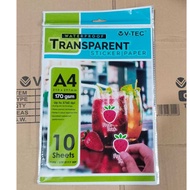 Transparent Sticker Photo Paper Transparent Photo Paper V-TEC A4 170gsm STP-9117 TransparentWP