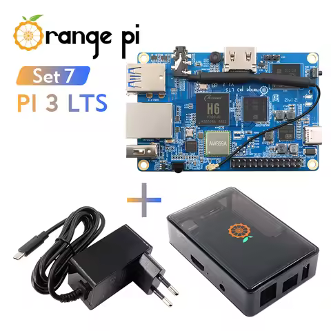 Orange Pi 3 LTS+Black Case+5V3A Type-C Power Supply,DDR3 Allwinner H6 WiFi+Bluetooth5.0 Mini PC,Run