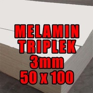 Melamin Putih Glossy Ukuran 50x100 cm Papan kayu Triplek 3mm Diskon