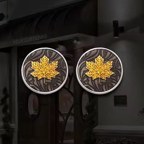 KFLK Jewelry Noble Golden Maple Leave Shirt Cufflink For Mens Brand Cuff link Wedding Man Button Hig