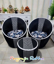 PRODUK TERLARIS KORSI KURSI BANGKU TERAS GENTONG PUTRI BULAT ANYAMAN ROTAN SINTETIS SET UNTUK MEWAH 