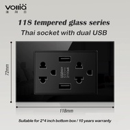 Vollia ปลั๊กไฟ 15amp สำหรับผนัง Black 1 2 3 4 Gang 1 2 Way Wall Switch for Light Universal Multiple 