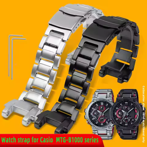 Stainless Steel Watch Band Strap For Casio MTG-B1000 Men Matte Metal black Solid Watchband Bracelet 