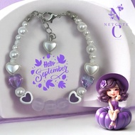 September Bracelet (15cm)- PURPLE Birthday Bracelet For Women - Bead Bracelet - Cute Bracelet - Kore