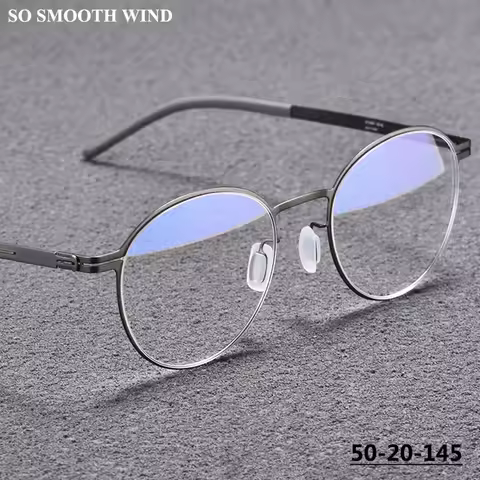 Germany Ultralight Round Glasses Frame Screwless Retro Circle Men Women Brand Eyeglasses 7g High Qua
