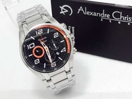 Jam Tangan Alexandre Christie 6344 Plat Hitam Orange Racing Original