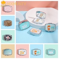 MXMUSTY Mini Pill Case, Waterproof with HD Mirror Cartoon Animals Jewelry Box, Portable Multifunctional Kawaii Cute Storage Box Medicine