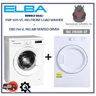 ELBA Bundle Deal EWF 1075 VT + EBD 750 V, 7kg Front Load Washer + Air Vented Dryer