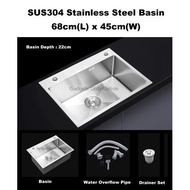 68*45cm SUS304 304 Stainless Steel Kitchen Single Washing Bowl Square Basin Sink 2541.1