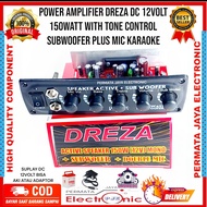 Power Amplifier DREZA DC 12V 150Wat with tone control SUBWOOFER + Double Mic