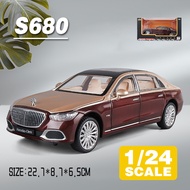 LEO 1:24 Maybach S680 Metal Diecast โมเดล รถอัลลอยด์รถยนต์ของเล่นคอลเลกชันของขวัญสําหรับเด็กชายสาว ข