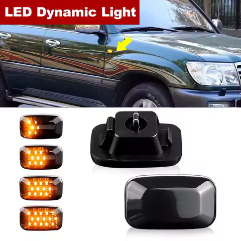 2Pcs Side Marker Lights Dynamic LED Turn Signal Lamp Indicator For Toyota Land Cruiser 70 80 100 Ser