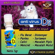 Obat Kucing Anti Virus D2 | Obat Flu Berat Panleu Calici Distemper Mencret Pipis Darah Batuk Muntah Sariawan Lemes Mulut Berliur