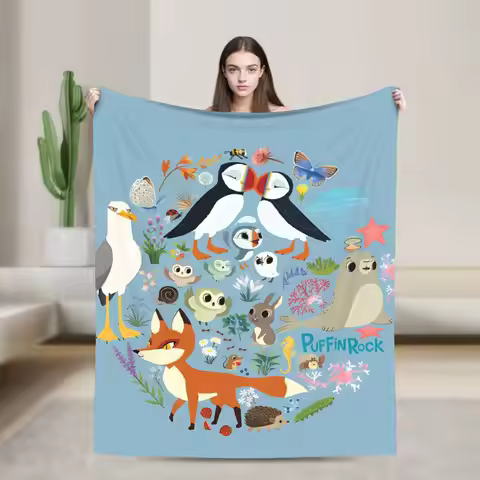Puffin Rock Blanket Quality Super Soft Throw Blanket Winter Kids Home Decor Fashion Bedspread