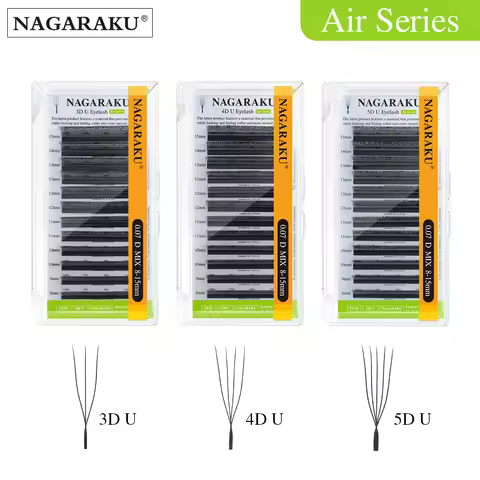 NAGARAKU U-Shaped 3D 4D 5D Lashes Extensions Natural Soft U Lashes Premium Mink Brazilian Cilios Min