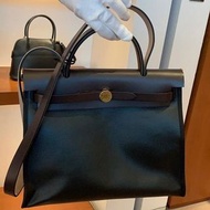 Hermes Herbag 31🪵🖤烏木拼黑色金扣手提肩背包