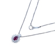 สร้อยคอ Hatajirushi ทับทิม Pt850 Pt900
 สีเงิน【สินค้ามือสอง】