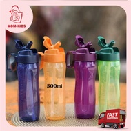 Tupperware Slim Eco Bottle 500ml with Straw Handle Purple Pepel Orange Green Hijau Blue Biru Navy Bu