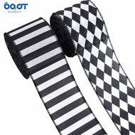 Black White Diamond-Shaped Checked Ribbon Black White Striped Ribbon Wire Ribbon DIY Handmade Bow Ri