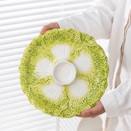 Export Italian Cabbage Dumpling Plate With Vinegar Dish Household Ceramic Dish Butterfly Breakfast C