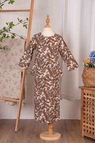 Muslimah Kurung Peplum Sedondon Baju Raya Budak Perempuan Navy Nude Sage Green