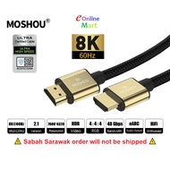 MOSHOU 8K UHD HDMI 2.1 Cable (3D HDR Dolby eARC Atmos) Full HD 2K 4K 8K TV HDMI to HDMI Cable (8K Ce