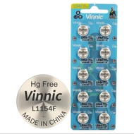 GENUINE Blister of 10 VINNIC AG13 / L1154 / A76 / 357 / LR44 button batteries to replace electronic 