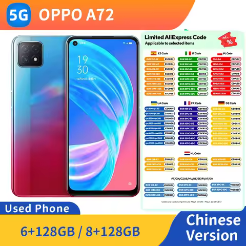 oppo A72 5G 6.5inch LCD ScreenRAM 6GB/8GB ROM 128GB 4040mAh Charge 16MP Camera used phone