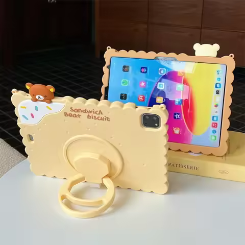 2025 New Cartoon Biscuits Bear Tablet Case for IPad 11th Gen A16 2025 Funda IPad Air 7 11 Inch M3 Ai