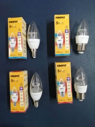 Firefly LED Candle Bulb Clear 5w E14 or E27 (Daylight=White Light / Warm White=Yellow Light)