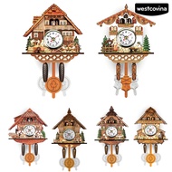 Westcovina Antique Wooden Hanging Cuckoo Wall Time Alarm Clock Home Living Room Decoration