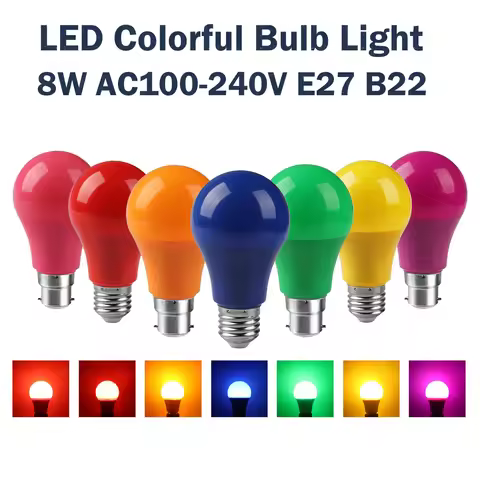 2-10pcs colorful Bulb B22 E27 110V 220V Red Yellow Blue Green Pink Purple Orange Light Bulb Lamp for