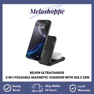 Belkin UltraCharge 2-in-1 Foldable Magnetic Charger with Qi2 25W | 25W Wireless Charging | Magnetic 