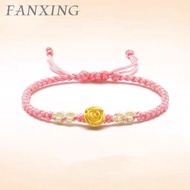 【 FX 】999/24K Gold (0.7g) Rose Jewelry Rose Women's Pure Gold Bracelet