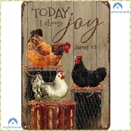 Vintage Metal Plate Chickens Rectangular Iron Painting Wall Art Home Decoration