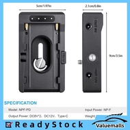 Valuemalls NP F550 F750 F970 Battery Adapter Plate  Type C Charging DC12V DC8V USB with Cold Shoe Mo